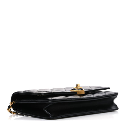 Chanel Lambskin Plexiglass Quilted Coco Love Wallet On Chain WOC Black 3 of 11