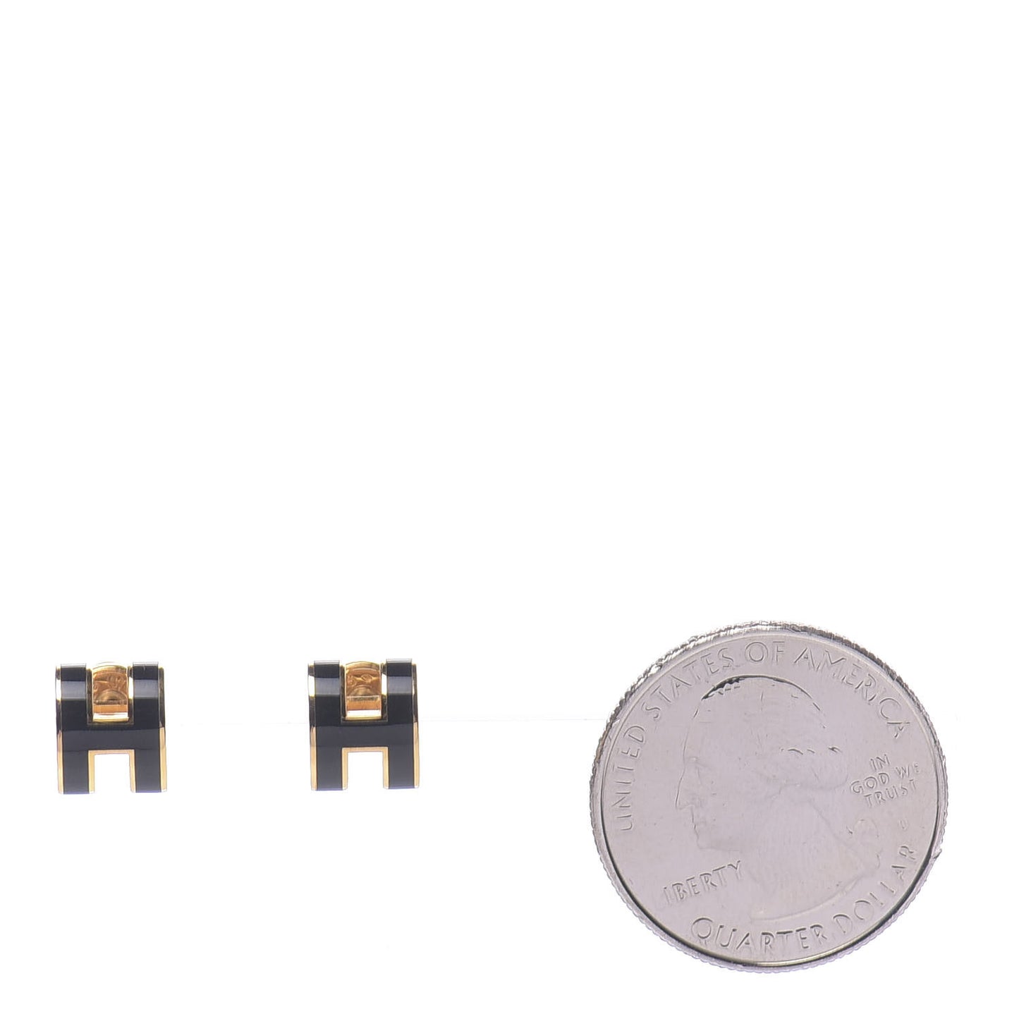 Gold Lacquered Pop H Earrings Black