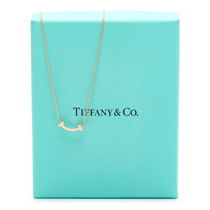 Tiffany 18K Rose Gold Mini T Smile Pendant Necklace 5 of 5