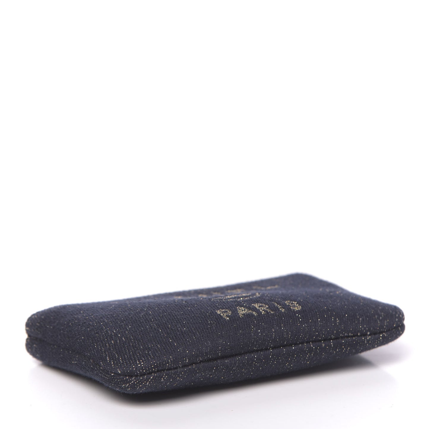 Lurex Canvas Deauville Cosmetic Pouch Navy Blue Gold