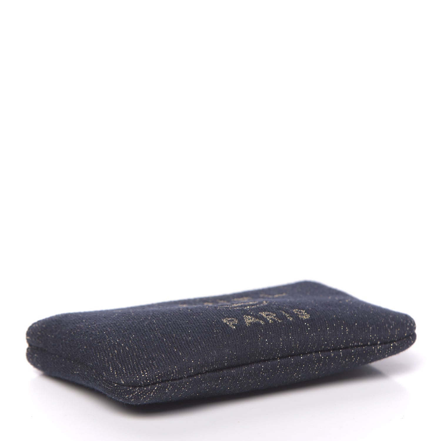 Chanel Lurex Canvas Deauville Cosmetic Pouch Navy Blue Gold 4 of 8