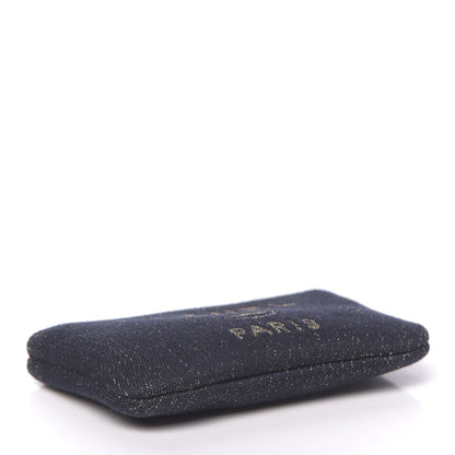 Chanel Lurex Canvas Deauville Cosmetic Pouch Navy Blue Gold 4 of 8