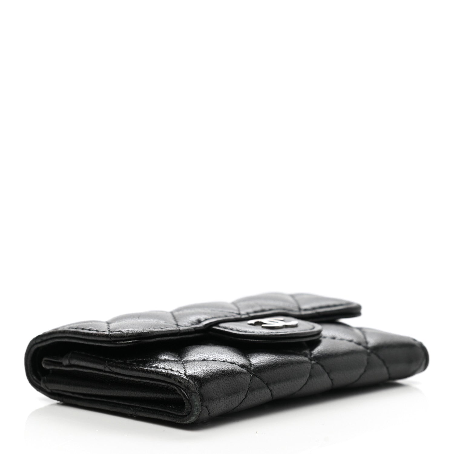 Chanel Lambskin Quilted Flap Card Holder Wallet Black 4 of 13