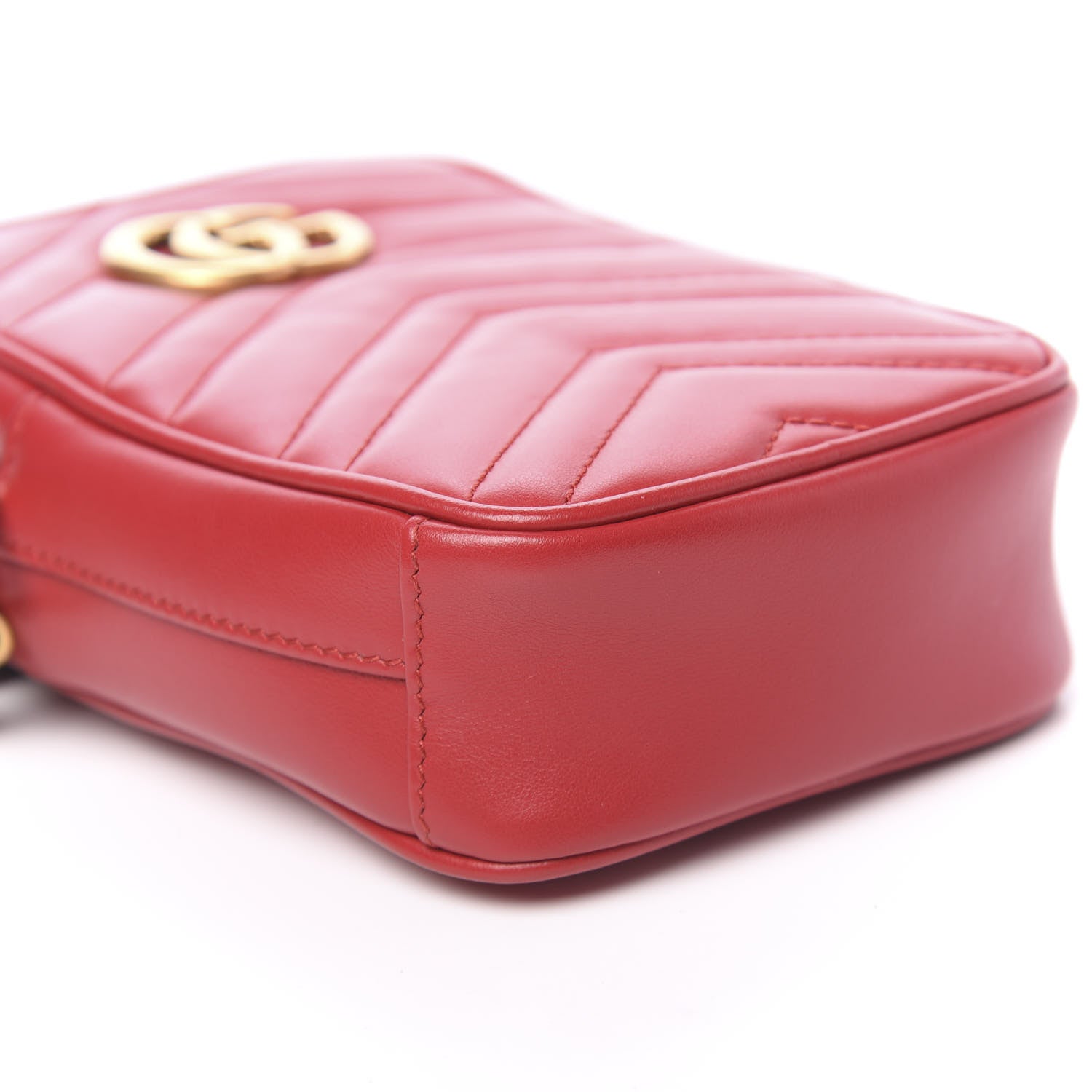 Gucci Calfskin Matelasse Mini GG Marmont Crossbody Bag Hibiscus Red 8 of 12