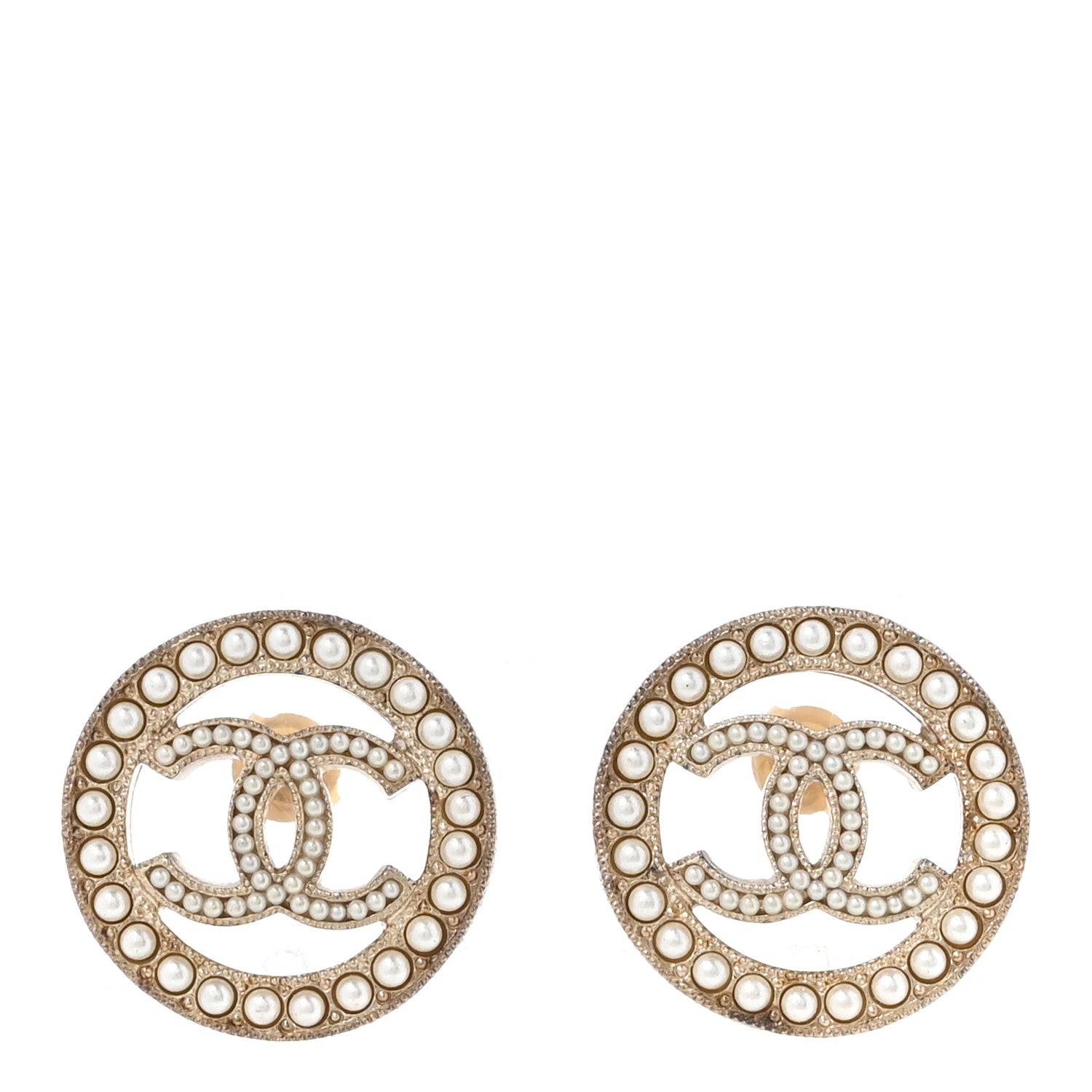 Chanel Pearl CC Round Earrings Gold 1 of 4