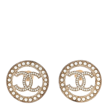 Chanel Pearl CC Round Earrings Gold 1 of 4