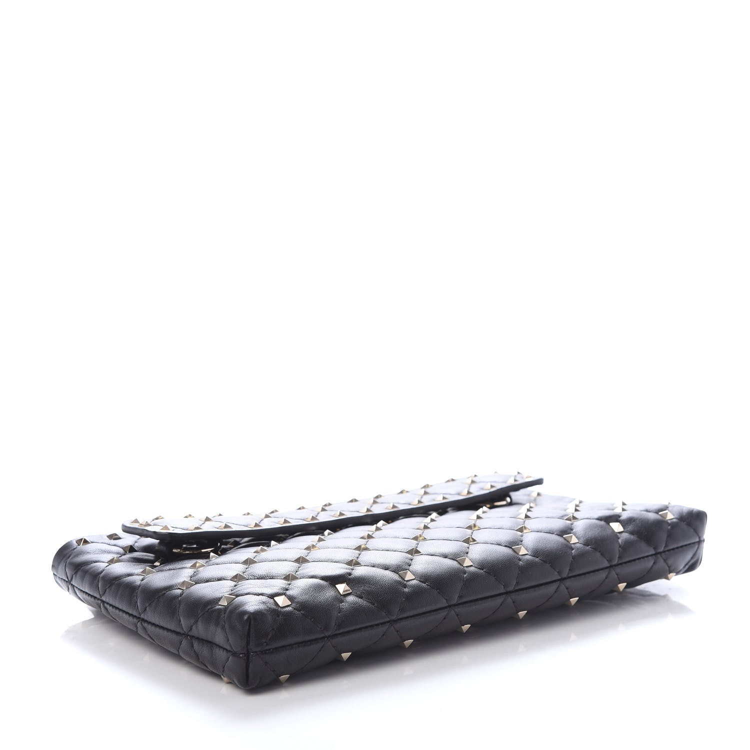 Valentino Garavani Nappa Rockstud Spike Side Slip Zip Clutch Black 4 of 8