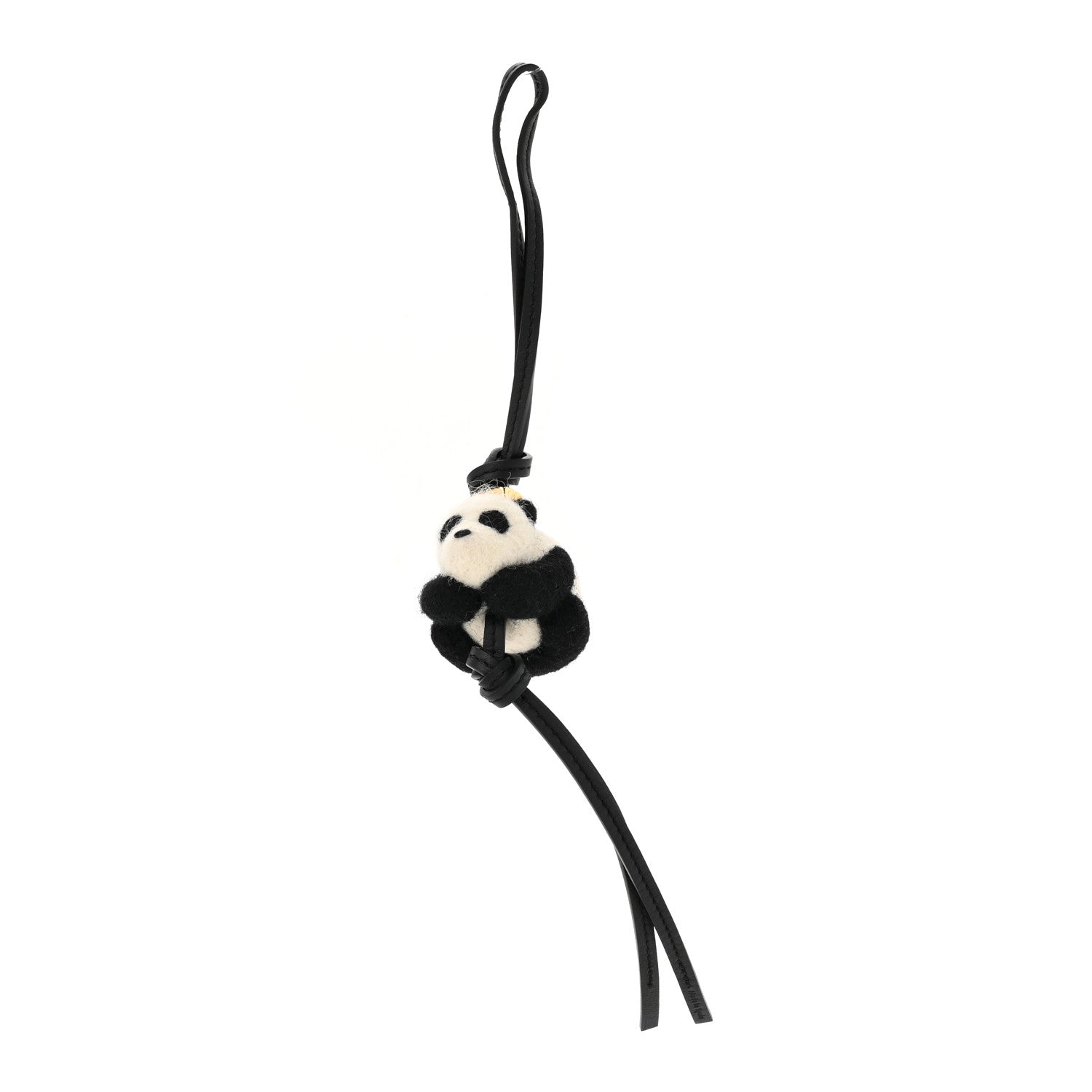 Loewe Calfskin Felt Panda Bag Charm Black White 1 of 6