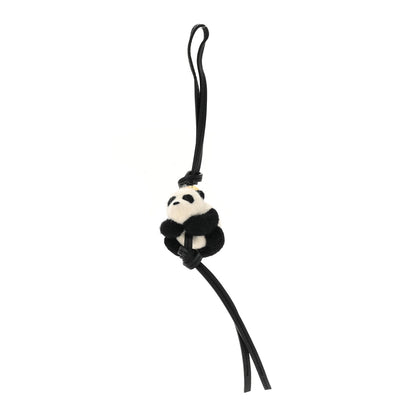 Loewe Calfskin Felt Panda Bag Charm Black White 1 of 6