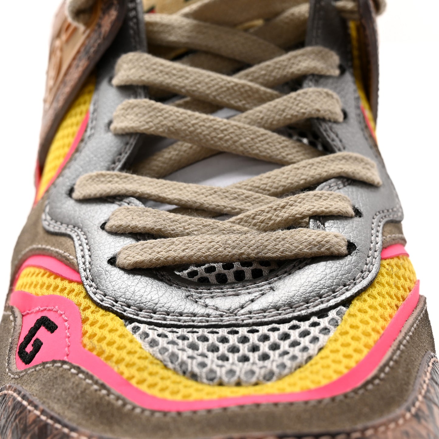 Suede Calfskin Tejus Printed Womens Ultrapace Sneakers 37 Pink Silver Oatmeal Yolk