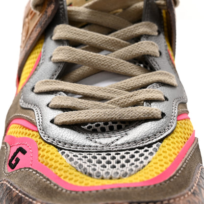 Gucci Suede Calfskin Tejus Printed Womens Ultrapace Sneakers 37 Pink Silver Oatmeal Yolk 11 of 14