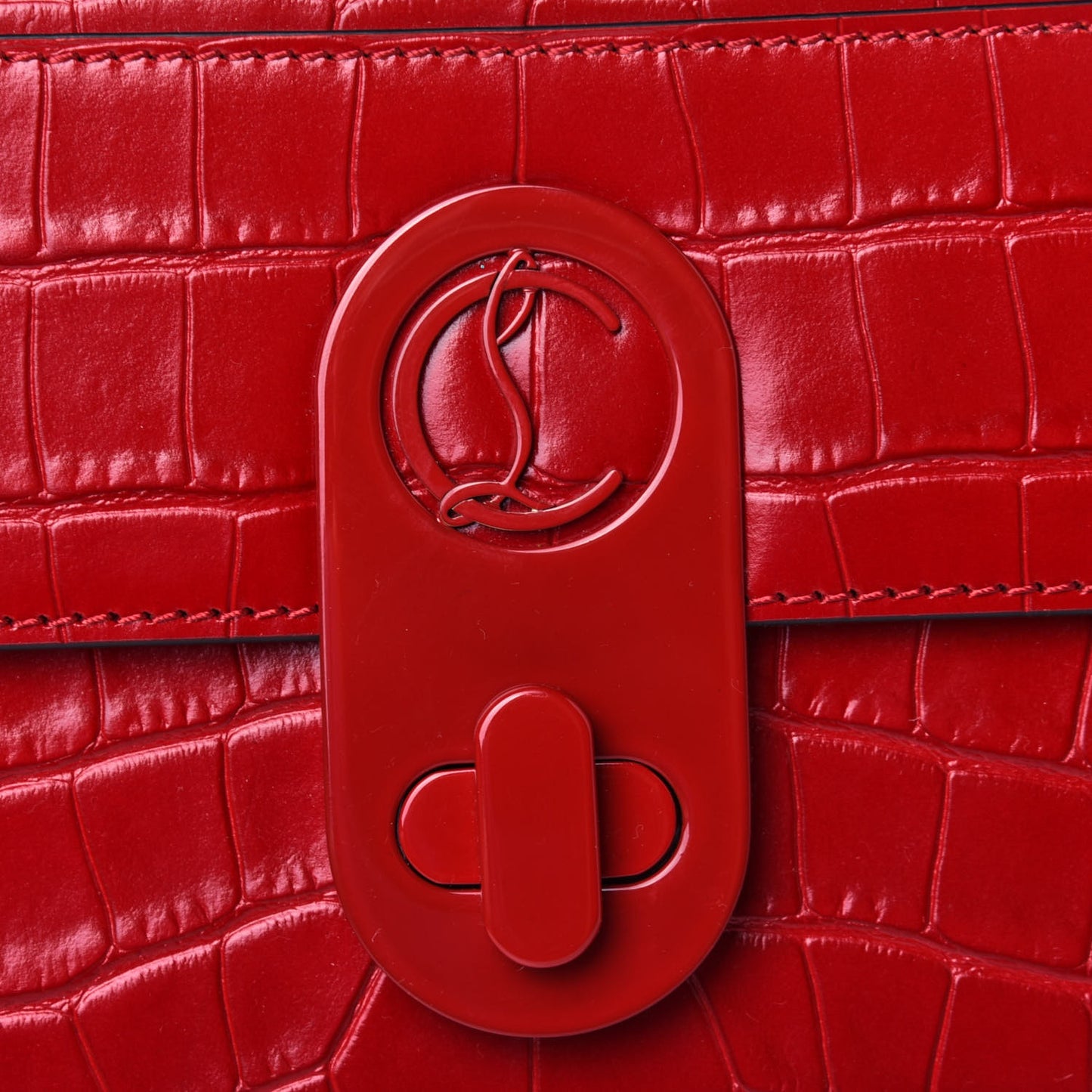 Calfskin Alligator Embossed Elisa Baguette Red