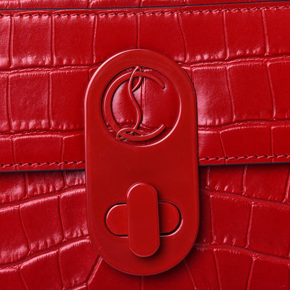 Christian Louboutin Calfskin Alligator Embossed Elisa Baguette Red 8 of 9