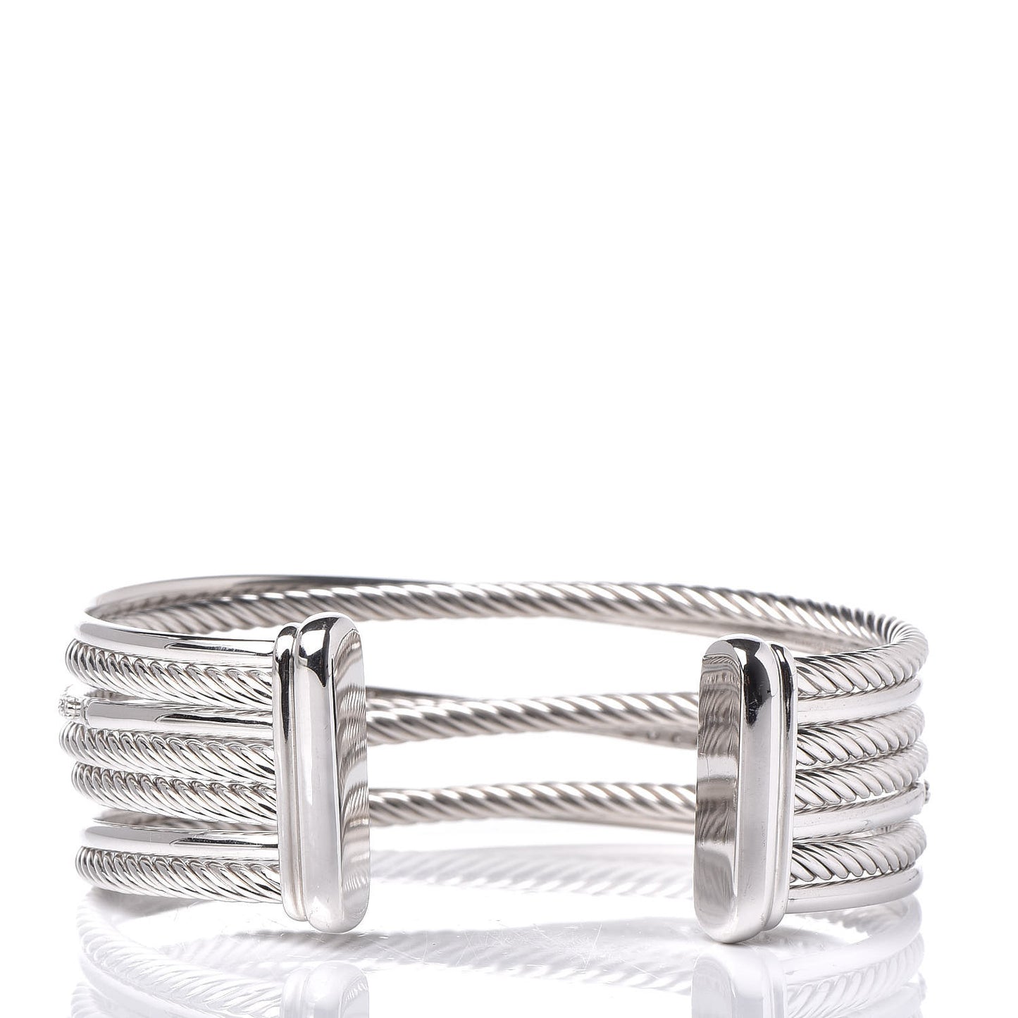 Sterling Silver Diamond Crossover Four Row Cuff Bracelet