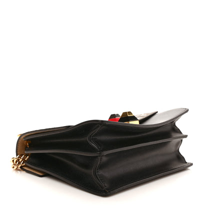 Fendi Vitello Liberty Bi-Color FF 1974 Embossed Small Kan I Shoulder Bag Black Maya 4 of 10