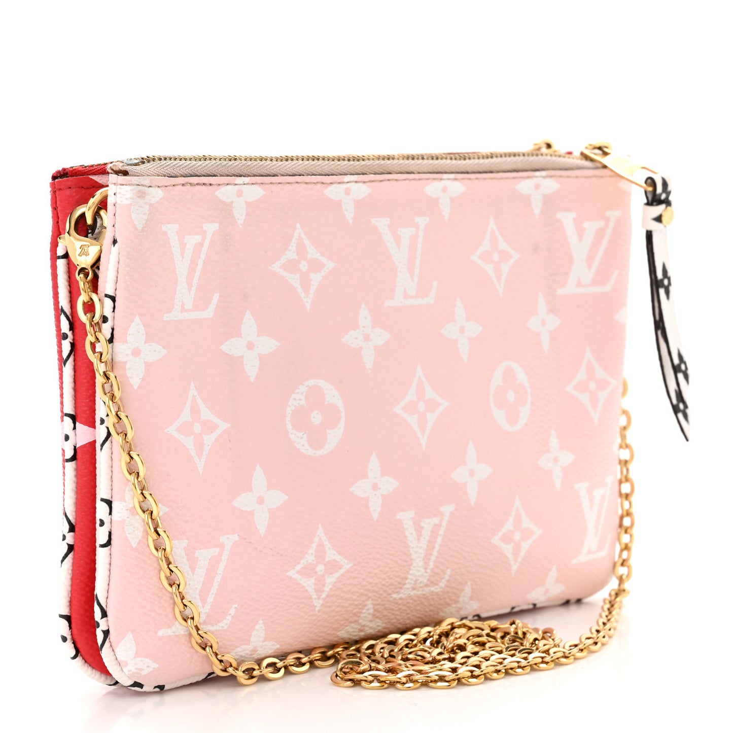 Monogram Giant Double Zip Pochette Rouge