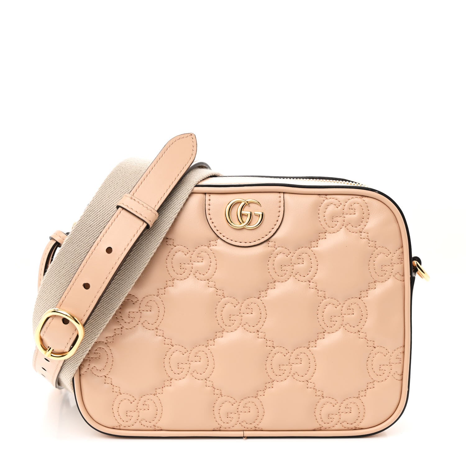 Gucci Calfskin GG Matelasse Small Shoulder Bag Pink Sand Natural 1 of 10