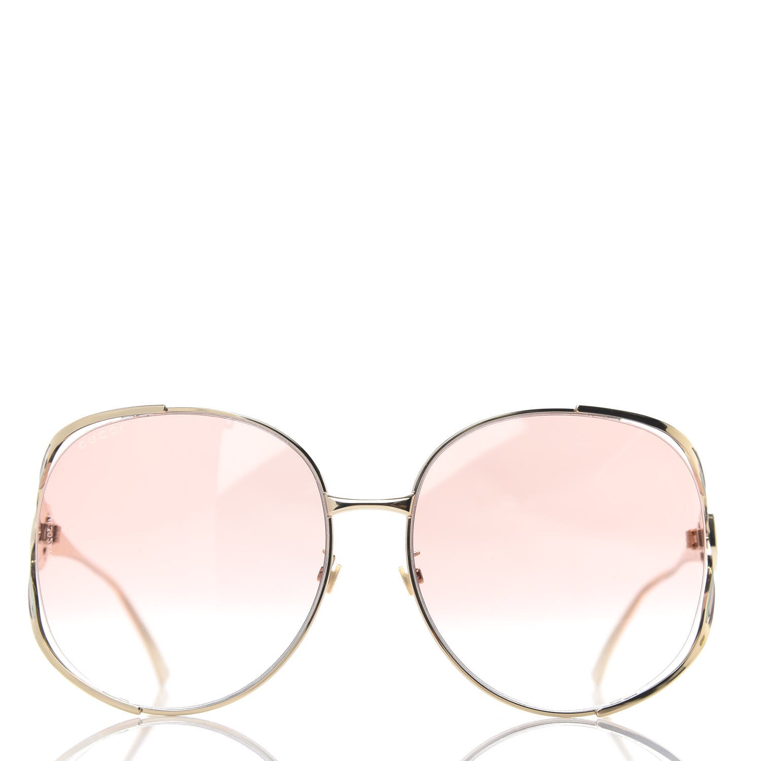 Gucci Metal Oversized Round Frame GG0225S Sunglasses Gold 2 of 9