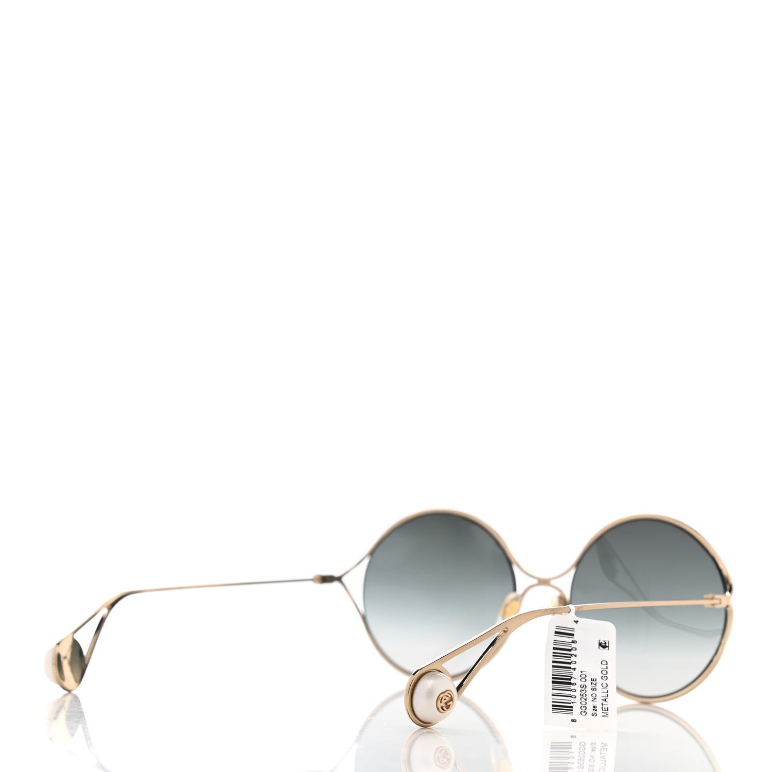 Gucci Metal Round Pearl Tip Sunglasses GG0253S Gold 4 of 8