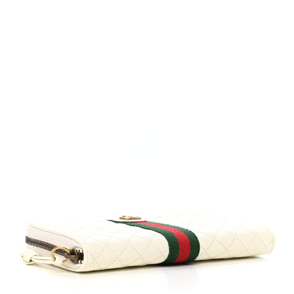 Gucci Calfskin Web Trapuntata GG Zip Around Wallet Off White 4 of 8