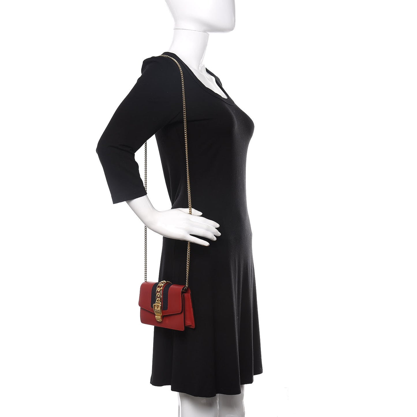 Calfskin Super Mini Sylvie Chain Shoulder Bag Hibiscus Red