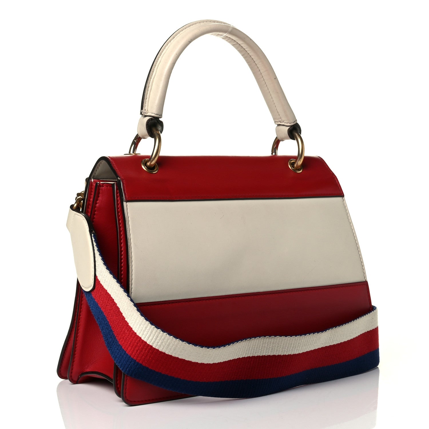 Gucci Calfskin Sylvie Web Small Queen Margaret Top Handle Bag Hibiscus Red Mystic White 2 of 8