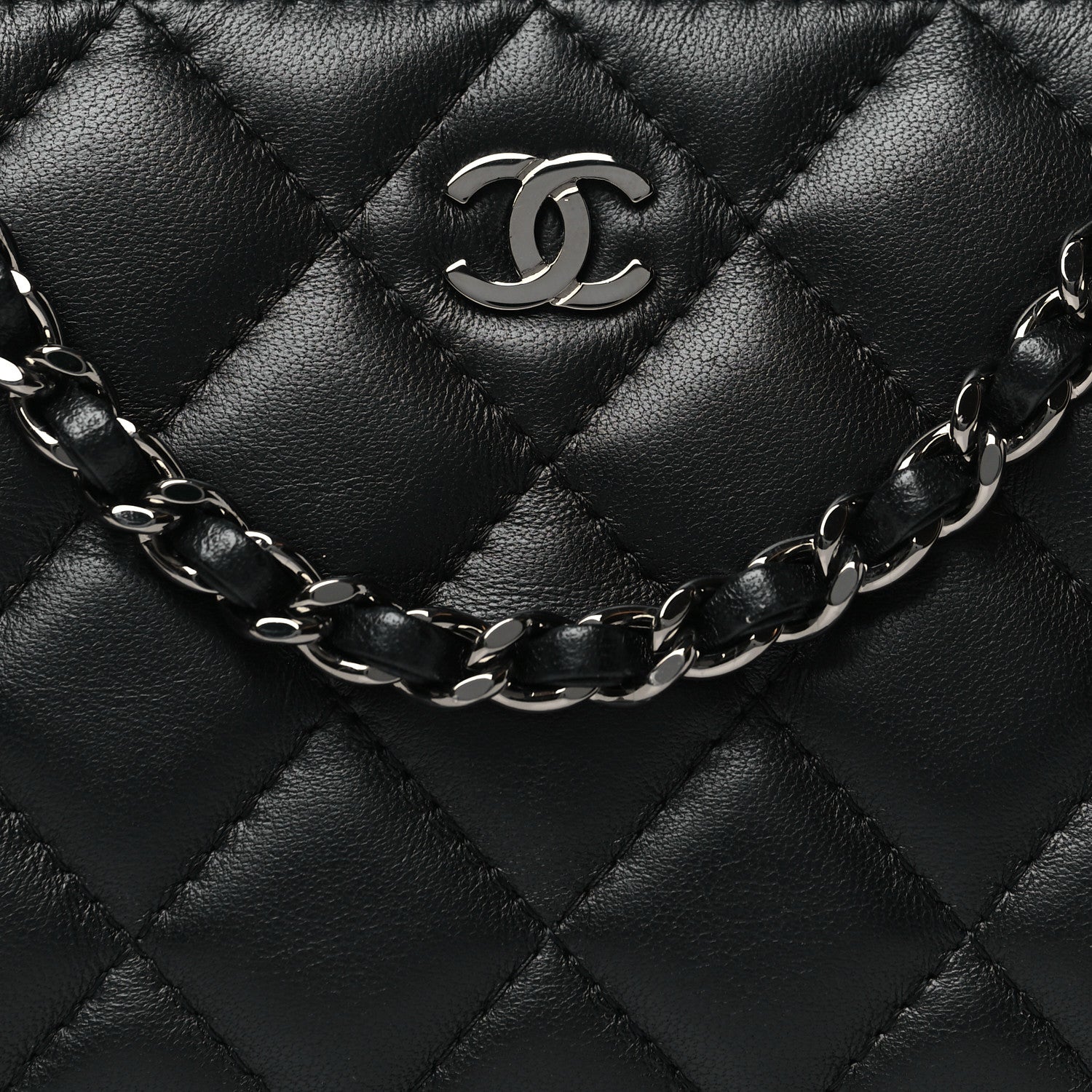 Chanel Lambskin Quilted Small Clutch With Chain Black 9 of 11