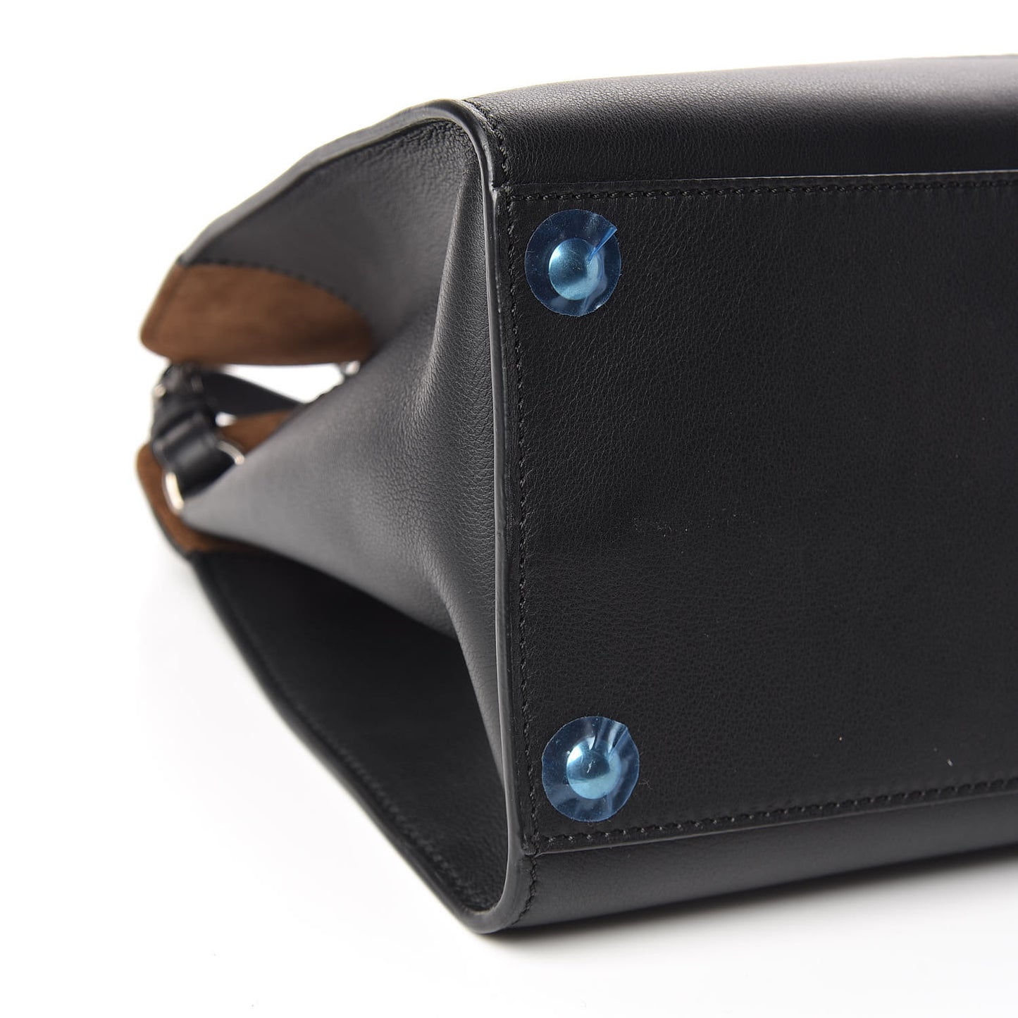 Smooth Calfskin Small Grommet Embossed Crest Bag Black