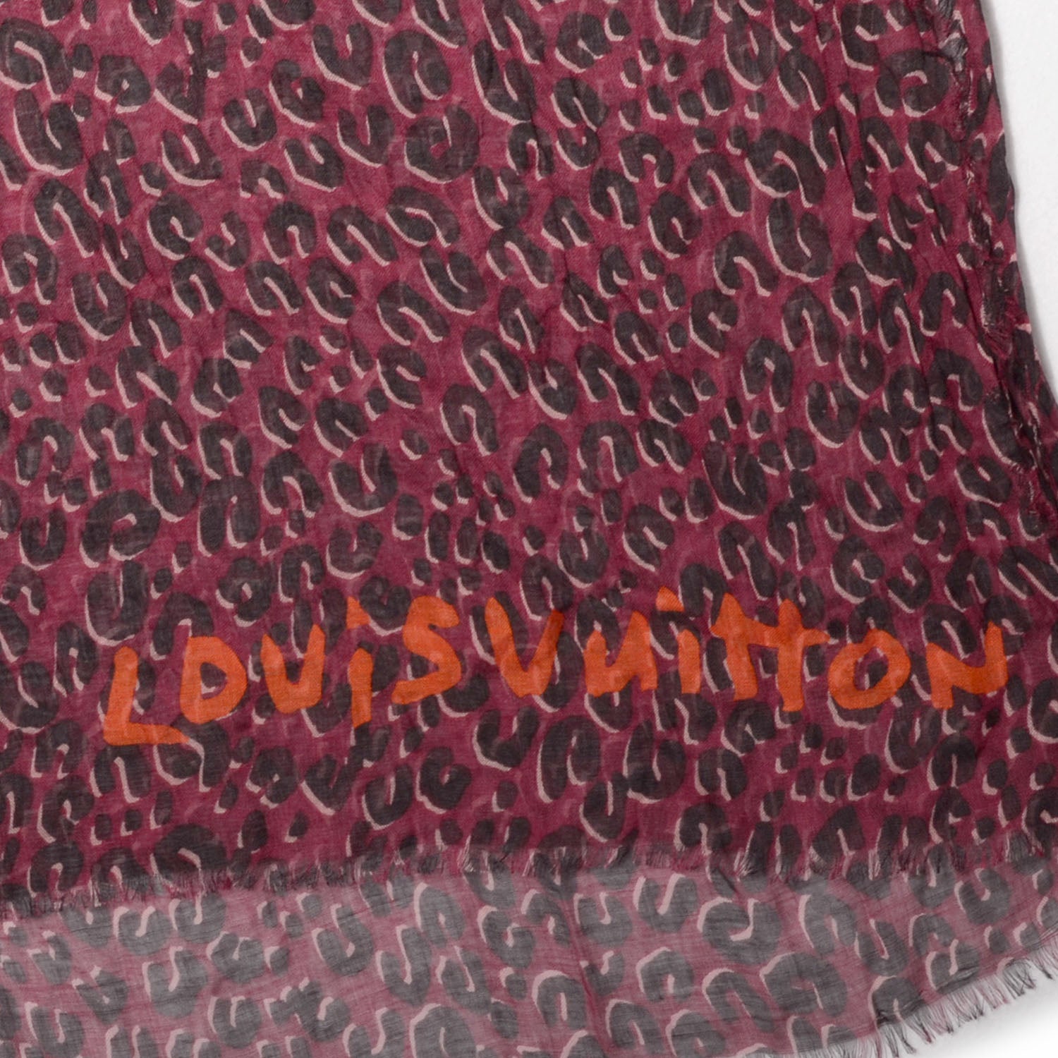 Louis Vuitton Cashmere Silk Leopard Stole Prune 5 of 6