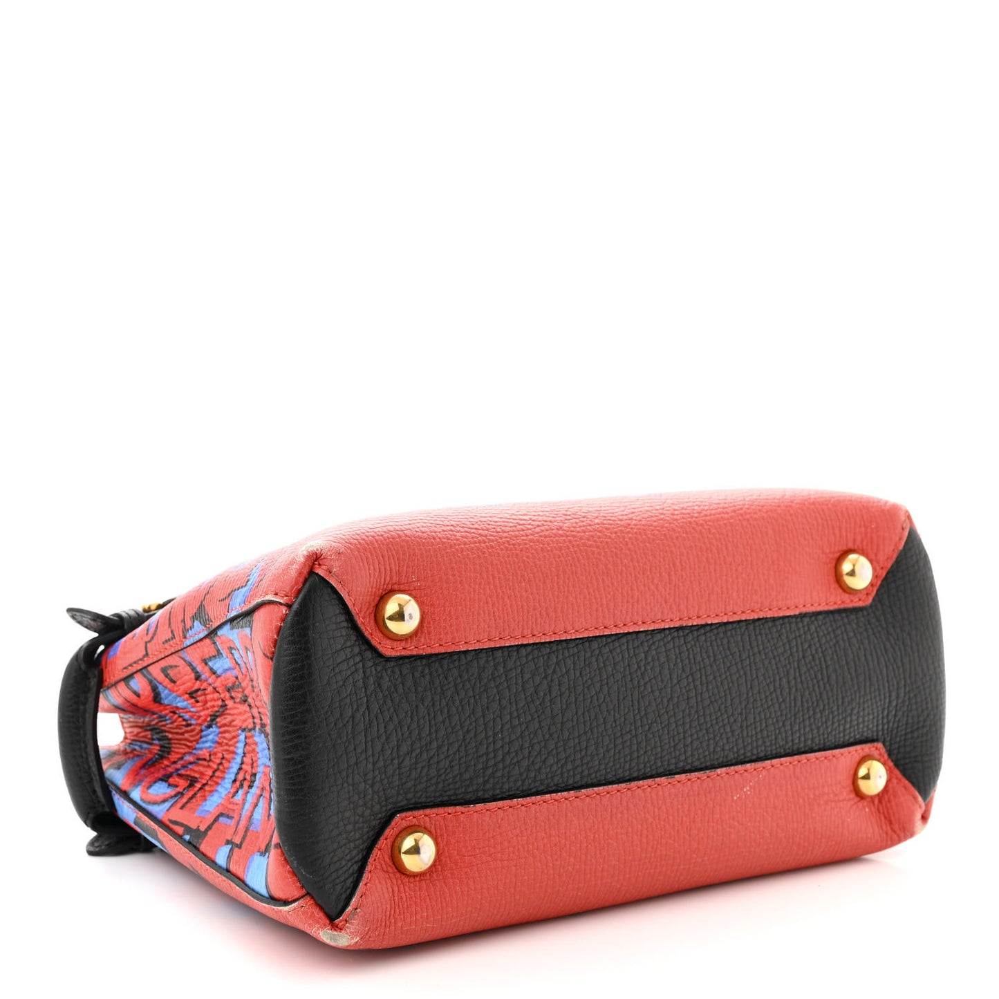 Grainy Calfskin Graffiti Print Small Banner Tote Black