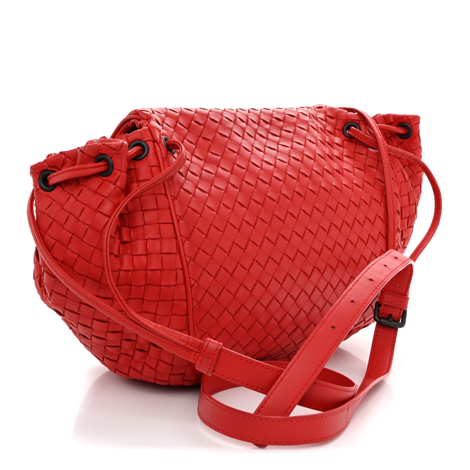 Bottega Veneta Nappa Intrecciato Messenger Bag Red 3 of 13
