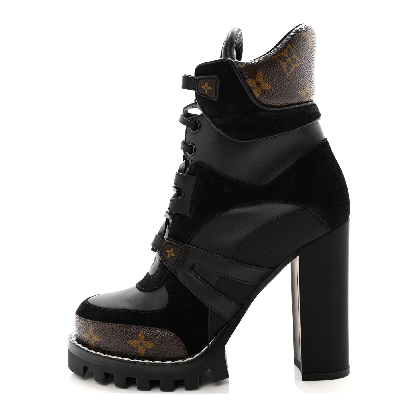 Suede Calfskin Monogram Star Trail Ankle Boots 37 Black