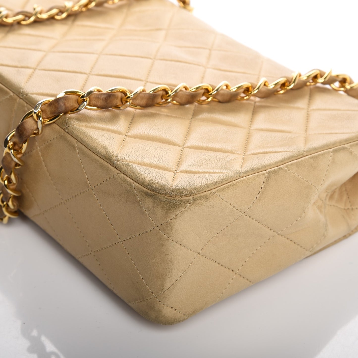 Lambskin Quilted Small Single Flap Beige