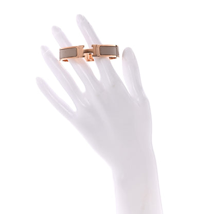 Hermes Enamel Clic Clac H Narrow Bracelet PM Marron Glace 2 of 5