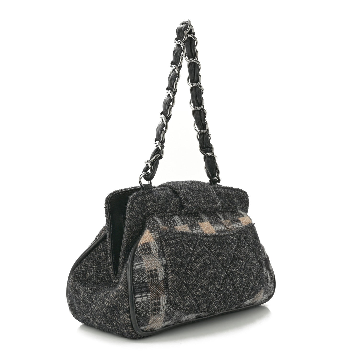 Chanel Wool Tweed Frame Bag Grey Multicolor 3 of 10