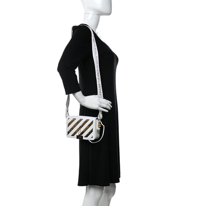 Off-White Calfskin Metallic Mini Binder Clip Crossbody White Gold 2 of 10