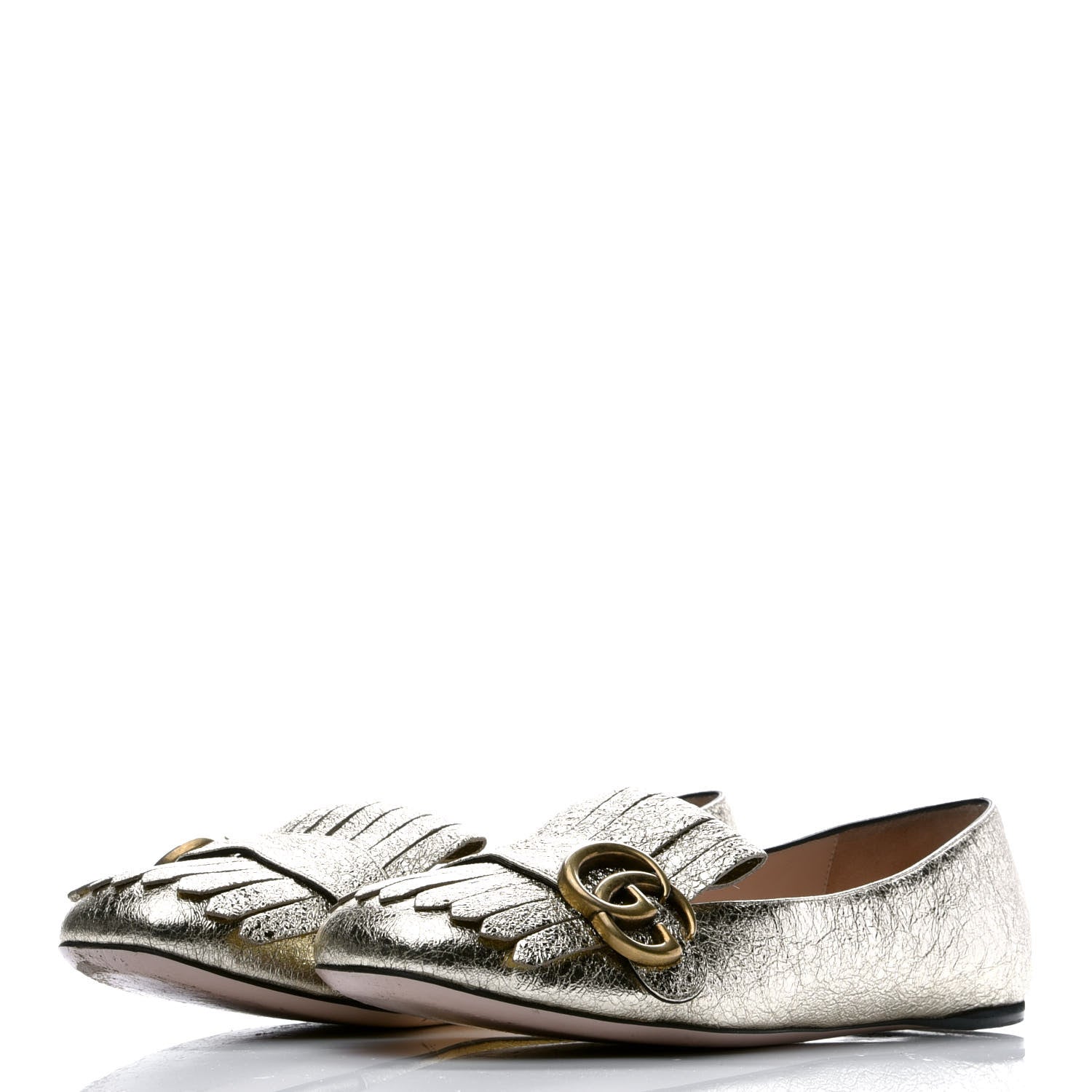 Gucci Galassia GG Marmont Fringe Flats 38 Platino 3 of 9