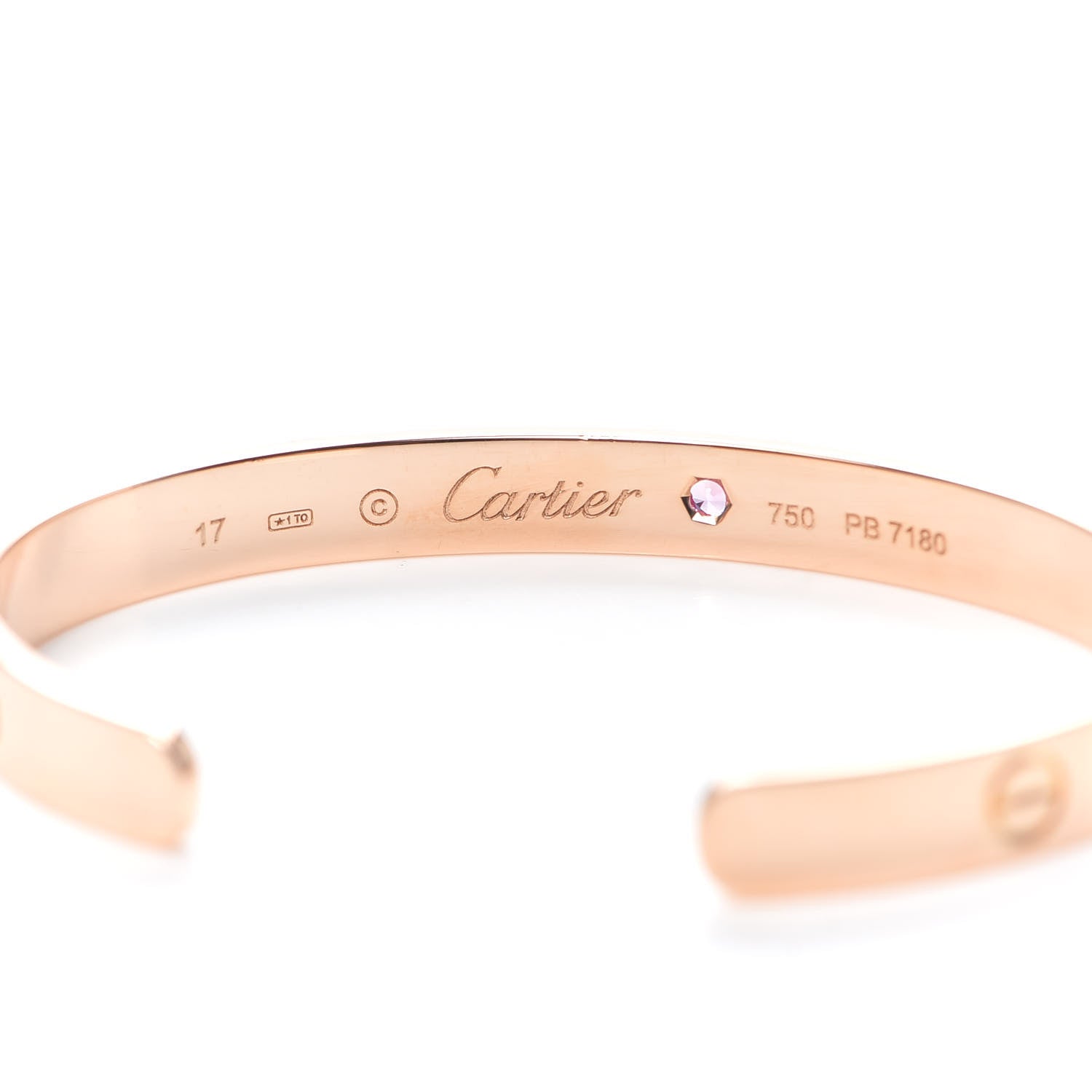 Cartier 18K Pink Gold Pink Sapphire LOVE Cuff Bracelet 17 4 of 5