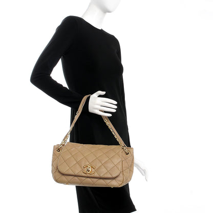 Chanel Calfskin Quilted Retro Chain Accordion Flap Beige 2 of 7