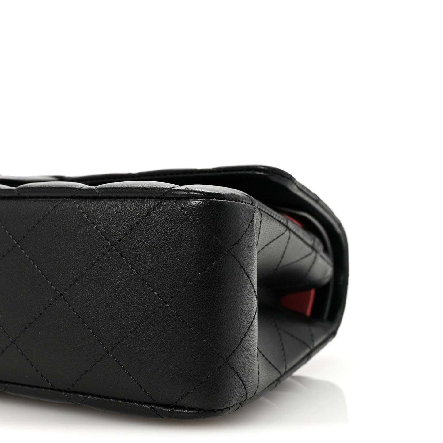 Lambskin Quilted Medium Double Flap Black Pink