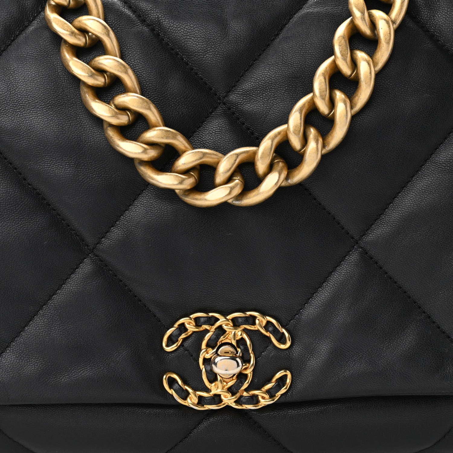 Chanel Goatskin Quilted Maxi Chanel 19 Flap Black 7 of 10