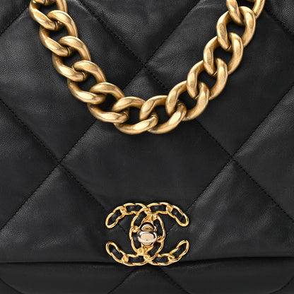 Chanel Goatskin Quilted Maxi Chanel 19 Flap Black 7 of 10