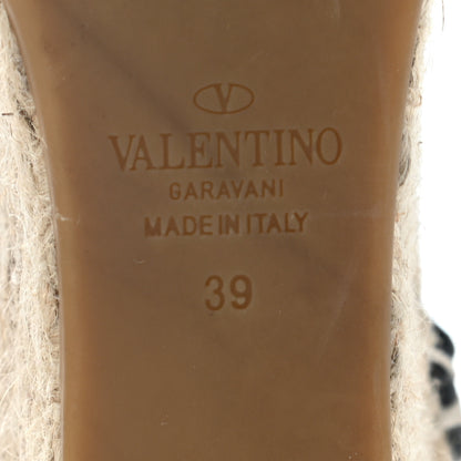 Valentino Garavani Grained Calfskin Rockstud Ankle Wrap Espadrille 15/85mm Wedges 39 Black Light Cuir 5 of 6