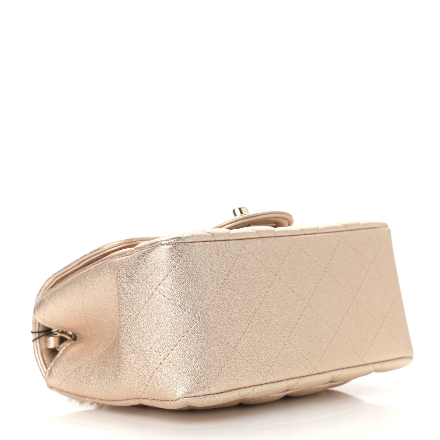 Metallic Lambskin Quilted Mini Square Flap Gold