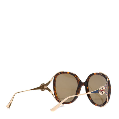 Gucci Oversized Round Frame GG0225S Sunglasses Tortoise 4 of 7