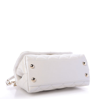 Chanel Iridescent Caviar Quilted Extra Mini Coco Handle Flap White 4 of 10