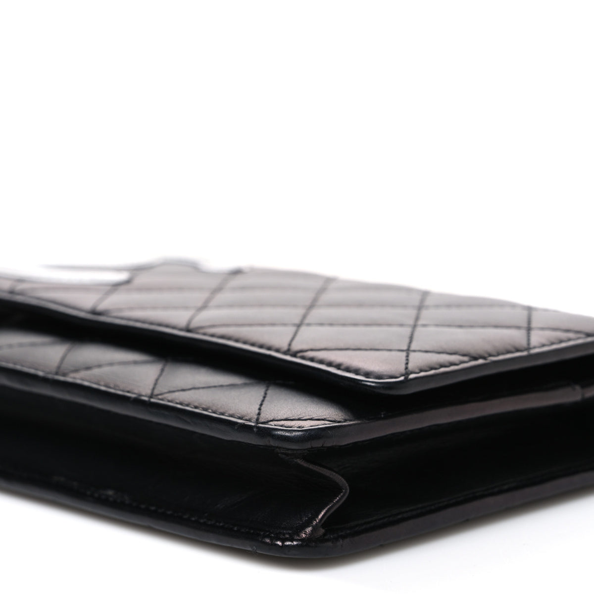 Chanel Calfskin Quilted Cambon Wallet on Chain WOC Black Silver 11 of 11