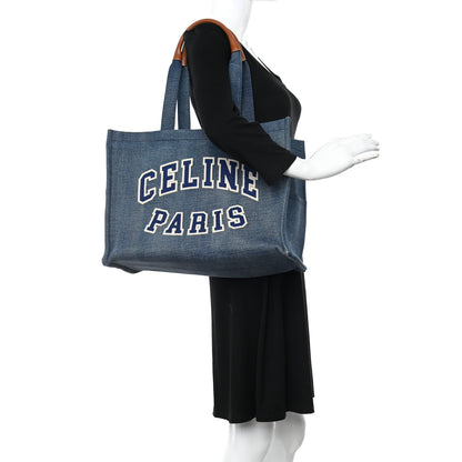 Celine Denim Large Thais Cabas Navy Tan 2 of 11