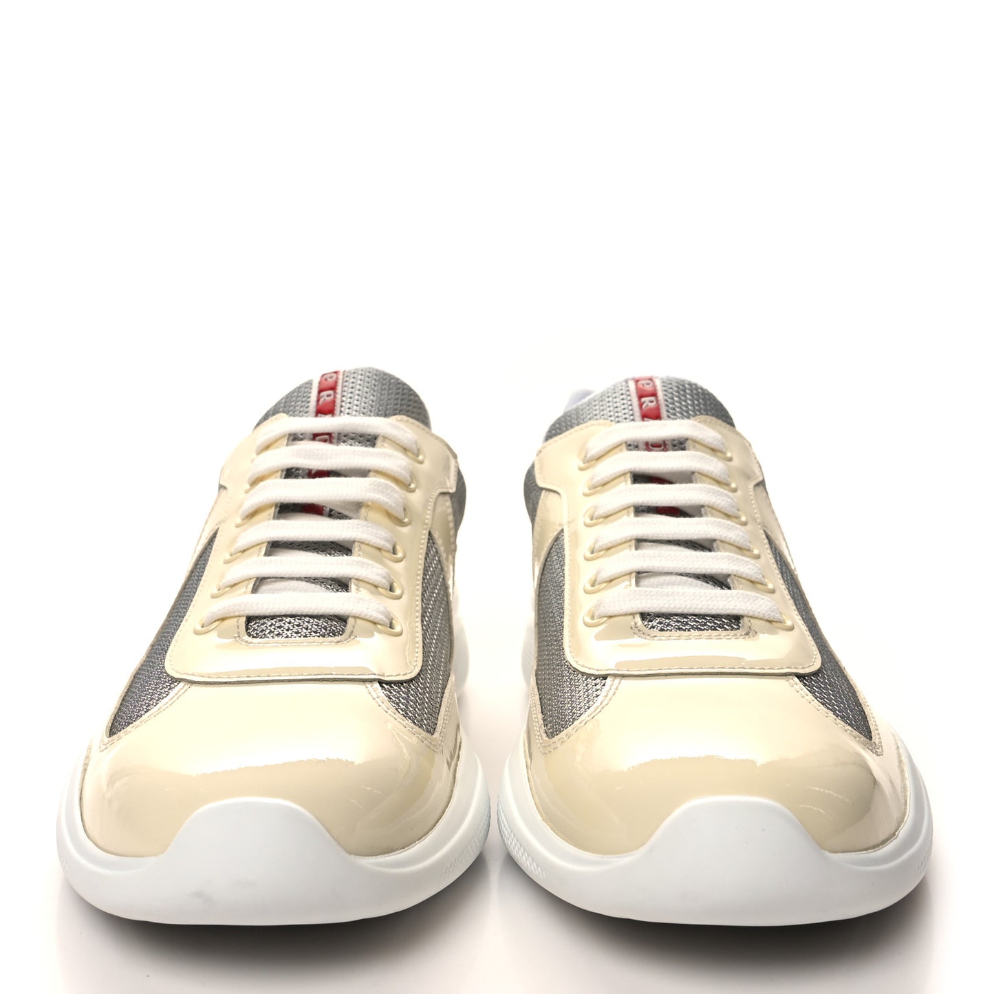 Patent Mens America's Cup Patchwork Sneakers 9 Vanilla Silver
