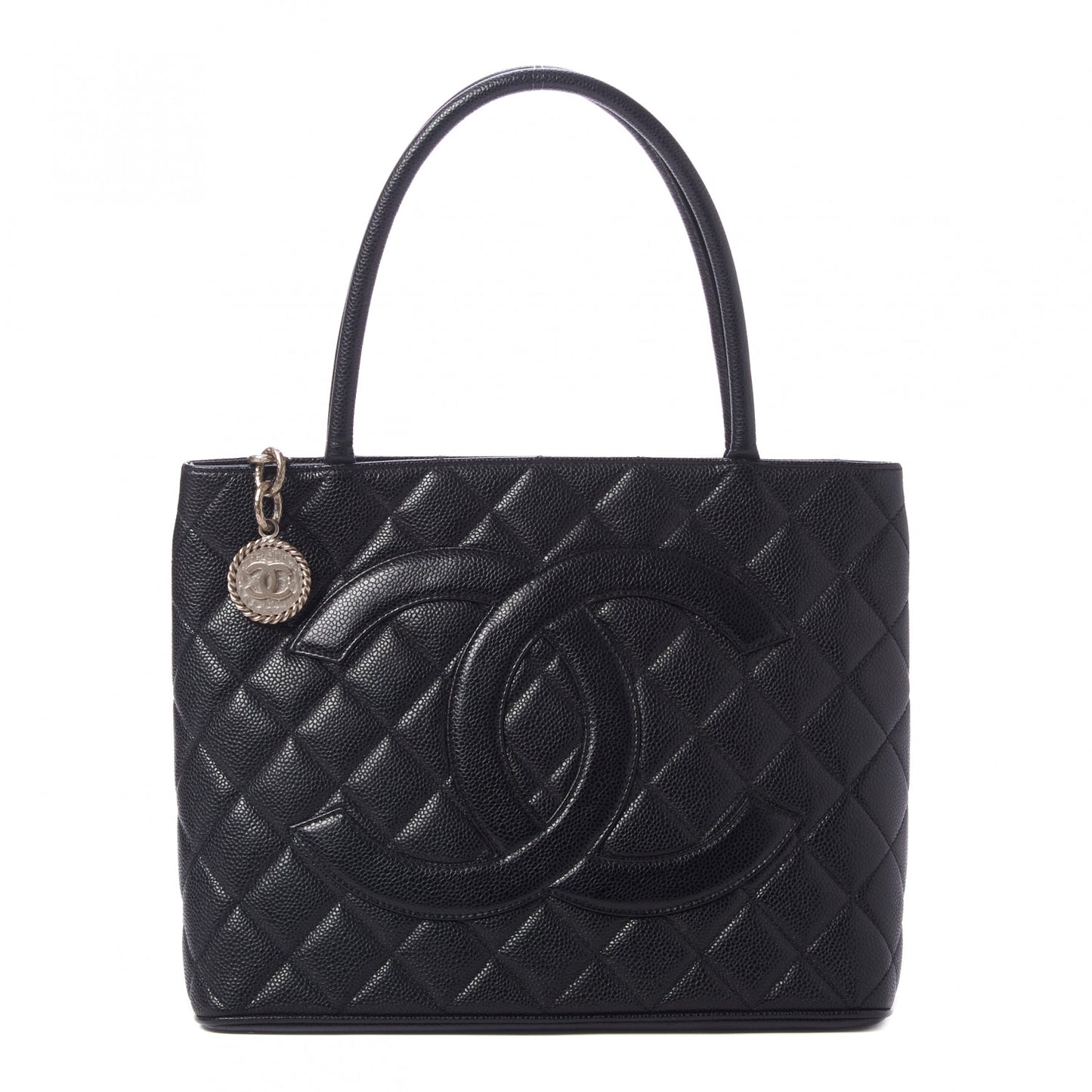 Caviar Quilted Medallion Tote Black